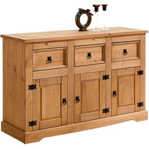 4016787081206 - - Sideboard tequila Kiefer massiv gebeizt 3 Türen und Schubladen Mexiko