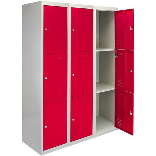 5055986112341 - MonsterShop - 3 x 3 -türiger Fächerschrank Umkleideschrank Schließfachschrank Spind Garderobenschrank Stahlspind Stahlschrank Aufbewahrungsschrank