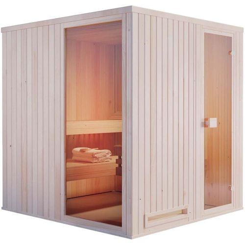 4251771214202 - Innensauna Miranda 2 Sitzbänke aus Holz in Naturbelassen Saunakabine Wandstärke 40 mm Infrarotsauna - Naturbelassen