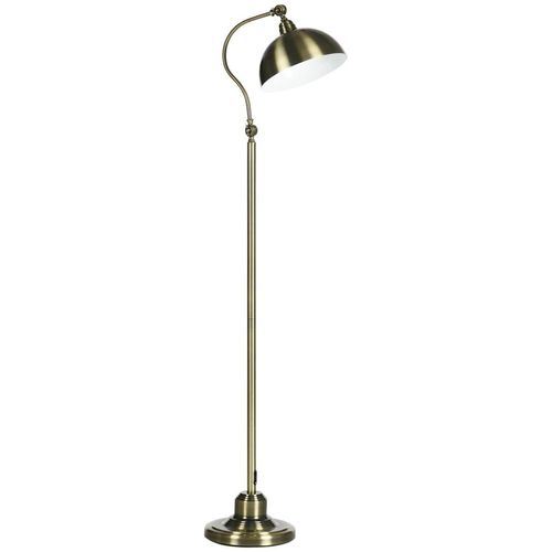 4255633511096 - Homcom - Stehlampe mit E27 Fassung Stehleuchte mit verstellbarem Lampenschirm 40 w Bogenlampe im Retro-Design mit Messingoptik für Wohnzimmer