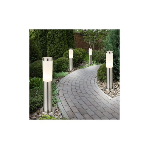 4260462318488 - Etc-shop - 4er Set Außen Steh edelstahl Stand Sockel-Leuchte Lampe Garten Weg Hof Veranda Beleuchtung