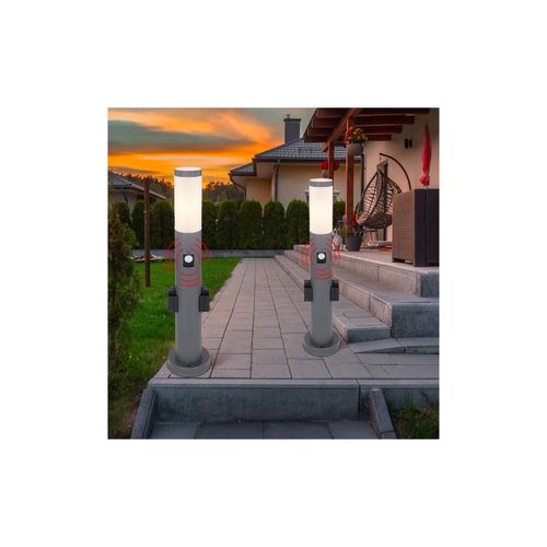 4059157141605 - Etc-shop - Wegleuchte Außen mit Bewegungsmelder 2x Steckdose Sockelleuchte Gartenleuchte 1x E27 Edelstahl Anthrazit IP44 h 60cm 2er Set 4059157141605 - Etc-shop - Wegleuchte Außen mit Bewegungsmelder 2x Steckdose Sockelleuchte Gartenleuchte 1x E27 Edelstahl Anthrazit IP44 h 60cm 2er Set