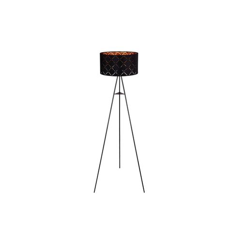 9007371394586 - - Steh Lampe Ess Zimmer Beistell Lese Stativ Leuchte Textil Schirm schwarz-gold 15334S