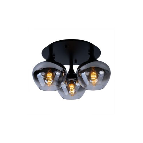 9007371432394 - Deckenleuchte 3-flammig Metall Rauchglas schwarz D 45 cm 9007371432394 - Deckenleuchte 3-flammig Metall Rauchglas schwarz D 45 cm