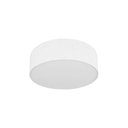 9007371482825 - - Deckenleuchte weiß rund Deckenlampe Stoff weiß Lampe Textil Wohnzimmer Metall Stoffschirm 3x E27 Fassungen DxH 40x12cm