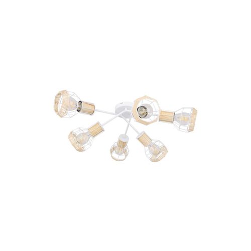 4059157238756 - Etc-shop - Decken Lampe Metall Leuchte Weiß Holz Bast Schirm Retro Design Beleuchtung 4059157238756 - Etc-shop - Decken Lampe Metall Leuchte Weiß Holz Bast Schirm Retro Design Beleuchtung