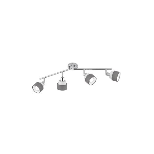 4003474394022 - Wofi - Deckenlampe Deckenstrahler Schlafzimmerleuchte Spotleiste 4-flammig verstellbar Stahl chromfarben grau 4x E14 Fassungen LxBxH 85x202x9 cm
