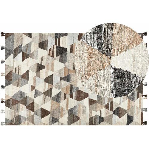 4255664823113 - Beliani - Kelim-Teppich Mehrfarbig Wolle und Baumwolle 200 x 300 cm mit Quasten Geometrischem Muster Patchwork Handgewebt Boho Fußbodenheizung