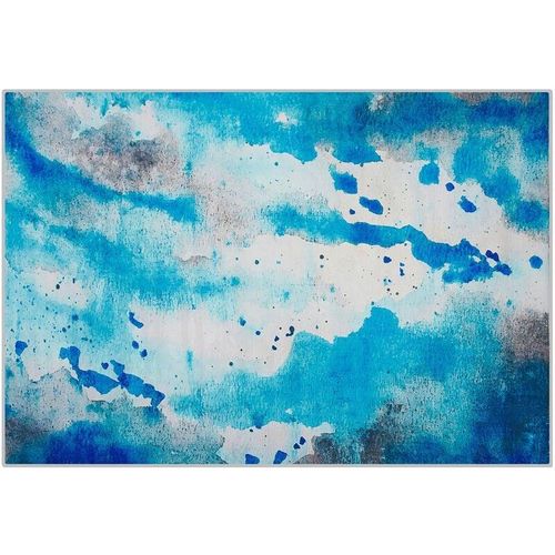 4251682220989 - Beliani - Teppich Blau mit Grau 140 x 200 cm mit Flecken Motiv Abstrakt Bedruckt Rechteckig Modern