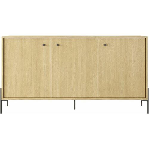 5905351287047 - Schrank scandinawa 157 3d mit schwarzen Metallfüßen Scandi Eiche Fischgräten - Furnix