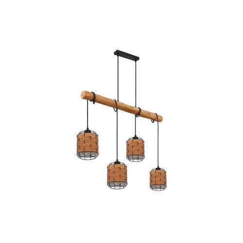 9007371426447 - GLOBO 15665-4H1 Hängeleuchte ELMAR E27 4x40W Metall schwarz matt Kunststoff Holzoptik B15cm H140cm 9007371426447 - GLOBO 15665-4H1 Hängeleuchte ELMAR E27 4x40W Metall schwarz matt Kunststoff Holzoptik B15cm H140cm