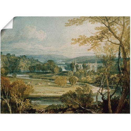 4055327695015 - Wandbild ARTLAND Blick zur Bolton Abbey Yorkshire 1809 Bilder Gr B H 60 cm x 45 cm Poster Wiesen & Bäume 1 St blau Bild Leinwandbild Kunstdrucke Bilder als Leinwandbild Wandaufkleber oder Poster in versch Größen