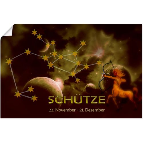 4062144657515 - Wandbild ARTLAND Sternzeichen - Schütze Bilder Gr B H 30 cm x 20 cm Poster Bilder von Sternzeichen Querformat 1 St goldfarben Kunstdrucke als Alubild Leinwandbild Wandaufkleber oder Poster in versch Größen
