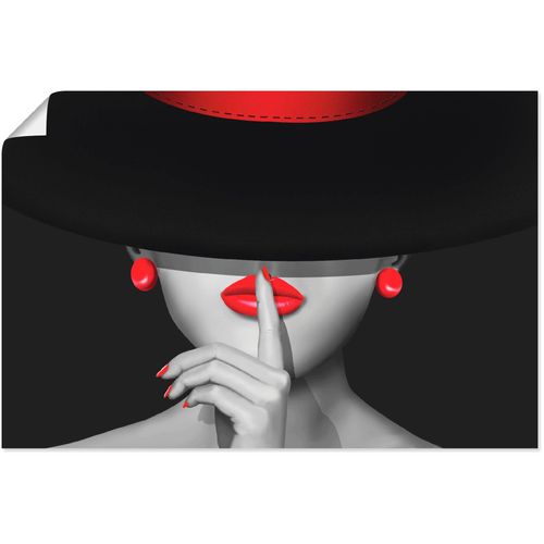 4058661009456 - Wandbild ARTLAND Sei still Bilder Gr B H 30 cm x 20 cm Poster Frau 1 St schwarz Bild Kunstdruck Kunstdrucke Bilder als Alubild Leinwandbild Wandaufkleber oder Poster in versch Größen