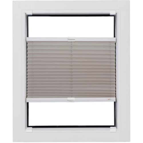 4001442955107 - Plissee Budget Crepe Plissees Gr 150 cm zweiseitig verschiebbar 105 cm grau (hellgrau weiß) Plissees ohne Bohren Haftfix glatt