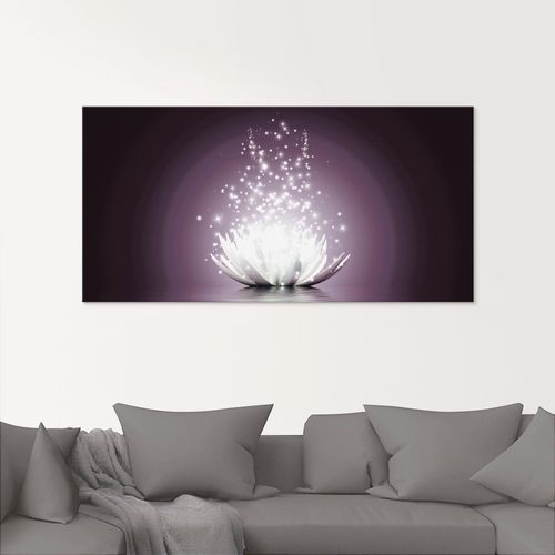 4055327790031 - Glasbild ARTLAND Magie der Lotus-Blume Bilder Gr B H 40 cm x 40 cm Blumen 1 St lila Glasbilder Bilder in verschiedenen Größen