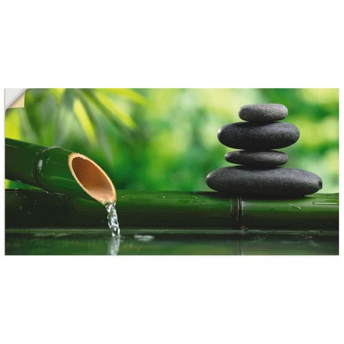 4062144489079 - Wandbild ARTLAND Bambusbrunnen und Zen-Stein Bilder Gr B H 40 cm x 20 cm Wandaufkleber - Vinyl Zen Querformat 1 St grün Bild Leinwandbild Kunstdrucke Bilder als Alubild Leinwandbild Wandaufkleber oder Poster in versch Größen