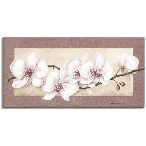 4055327159111 - Wandbild ARTLAND Orchideenzweig_in Beerentönen Bilder Gr B H 100 cm x 50 cm Leinwandbild Blumen 1 St beige (naturfarben) Bild Metallbild Metallbilder Bilder als Alubild Leinwandbild Wandaufkleber oder Poster in versch Größen