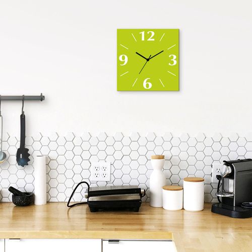 4062144135525 - Wanduhr ARTLAND Uni Trendfarben Wanduhren Gr B H T 30 cm x 30 cm x 03 cm Funkuhr 4 Ziffern grün (hellgrün) Wanduhren wahlweise mit Quarz- oder Funhuhrwerk lautlos ohne Tickgeräusche