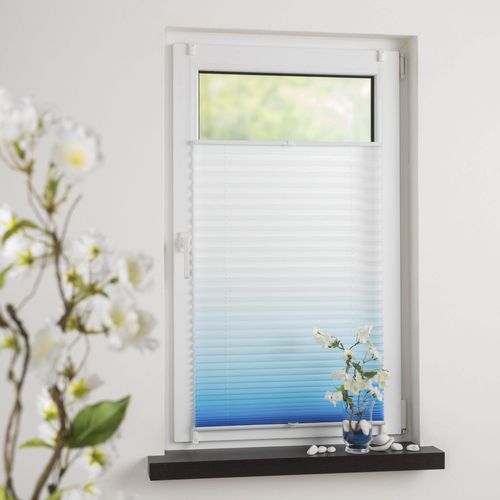 0093149069182 - Plissee GARESA Farbverlauf Gr 4 blau (azurblau weiß weiß) B40cm H130cm Obermaterial 100% Polyester Plissees einfache Montage blickdicht dekorativ