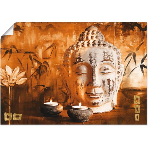 4055327469258 - Wandbild ARTLAND Buddha mit Kerzen Bilder Gr B H 70 cm x 50 cm Poster Religion 1 St braun Bild Poster Bilder als Leinwandbild Wandaufkleber oder in versch Größen