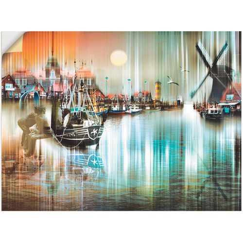 4062144310106 - Wandbild ARTLAND Neuharlingersiel Nordsee Collage 04 Bilder Gr B H 60 cm x 45 cm Wandaufkleber - Vinyl Architektonische Elemente 1 St grün Bild Kunstdruck Kunstdrucke Bilder als Leinwandbild Wandaufkleber oder Poster in versch Größen