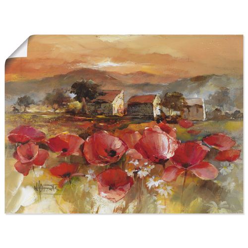 4057738446408 - Wandbild ARTLAND Toskana Romantic II Bilder Gr B H 40 cm x 30 cm Poster Blumen Querformat 1 St rot Bild Poster Bilder als Leinwandbild Wandaufkleber oder in versch Größen