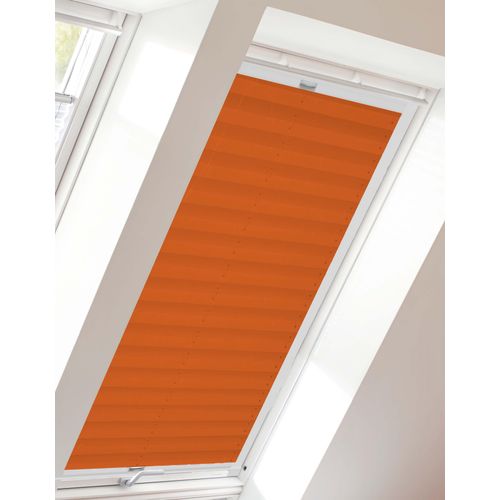 4001442773497 - Dachfensterplissee Young Style Crush Plissees Gr 1361 cm zweiseitig verschiebbar 1174 cm orange (orange weiß) Dachfensterplissees mit Führungsschienen