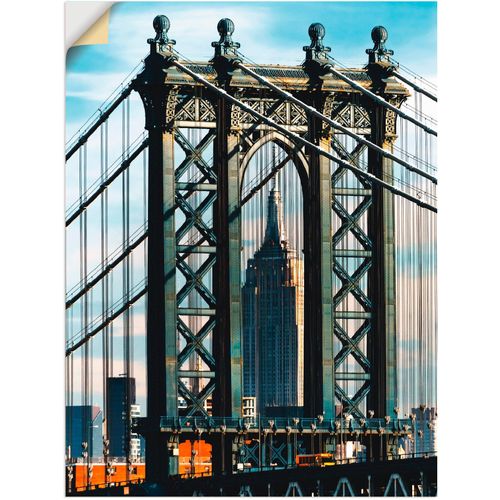 4057738696353 - Wandbild ARTLAND New York Manhattan Bridge Bilder Gr B H 30 cm x 40 cm Wandaufkleber - Vinyl Brücken 1 St blau Bild Kunstdruck Kunstdrucke Bilder als Leinwandbild Wandaufkleber oder Poster in versch Größen