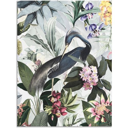 4062144648094 - Wandbild ARTLAND Vintage Kranich Bilder Gr B H 30 cm x 40 cm Alu-Dibond-Druck Vogelbilder Hochformat 1 St grau Kunstdrucke als Alubild Leinwandbild Wandaufkleber oder Poster in versch Größen