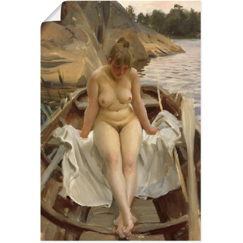 4062144688977 - Wandbild ARTLAND In Werners Ruderboot Bilder Gr B H 40 cm x 60 cm Poster Erotische Bilder Hochformat 1 St beige (naturfarben) Kunstdrucke als Alubild Leinwandbild Wandaufkleber oder Poster in versch Größen
