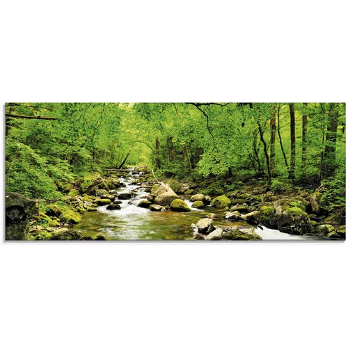 4058661617354 - Glasbild ARTLAND Herbstwald Fluss Smolny Bilder Gr B H 125 cm x 50 cm Glasbild Wald 1 St grün Glasbilder in verschiedenen Größen