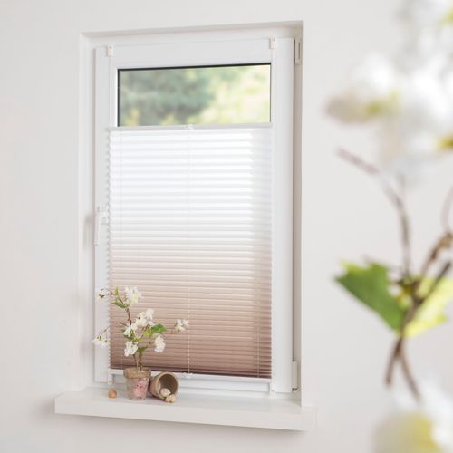 0093149068949 - Plissee GARESA Farbverlauf Gr 4 braun (caffe latte weiß weiß) B40cm H130cm Obermaterial 100% Polyester Plissees einfache Montage blickdicht dekorativ