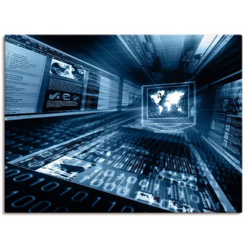 4055327238168 - Wandbild ARTLAND Internet Konzept Bilder Gr B H 40 cm x 30 cm Leinwandbild Geräte & Werkzeuge Querformat 1 St blau Bild Metallbild Metallbilder Bilder als Alubild Leinwandbild Wandaufkleber oder Poster in versch Größen