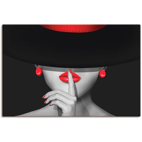 4058661009333 - Wandbild ARTLAND Sei still Bilder Gr B H 60 cm x 40 cm Leinwandbild Frau 1 St schwarz Bild Kunstdruck Kunstdrucke Bilder als Alubild Leinwandbild Wandaufkleber oder Poster in versch Größen