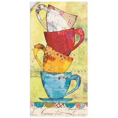 4062144437599 - Wandbild ARTLAND Komm zum Kaffee Bilder Gr B H 30 cm x 60 cm Wandaufkleber - Vinyl Geschirr & Besteck Hochformat 1 St gelb Bild Poster Bilder als Leinwandbild Wandaufkleber oder in versch Größen