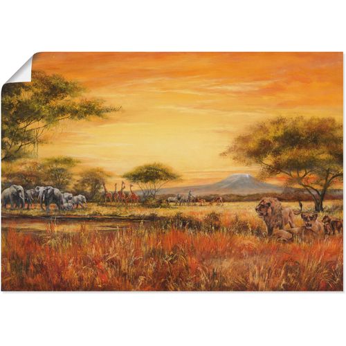 4055327300773 - Wandbild ARTLAND Afrikanische Steppe mit Löwen Bilder Gr B H 70 cm x 50 cm Poster Afrika 1 St braun Bild Metallbild Metallbilder Bilder als Alubild Leinwandbild Wandaufkleber oder Poster in versch Größen