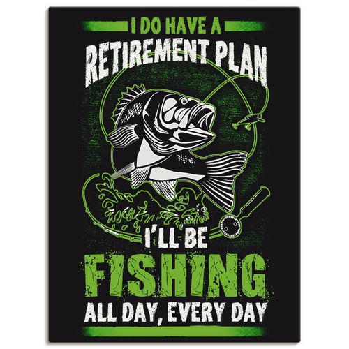 4059745981484 - Wandbild ARTLAND Witziges Bild für Angler Bilder Gr B H 45 cm x 60 cm Leinwandbild Humor Hochformat 1 St schwarz Bild Poster Bilder als Alubild Leinwandbild Wandaufkleber oder in versch Größen