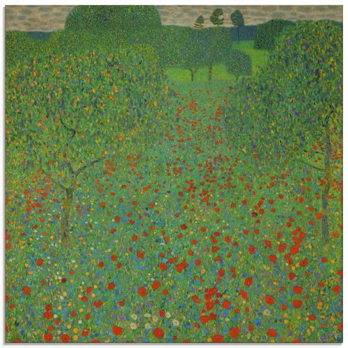 4058661693587 - Glasbild ARTLAND Feld mit Mohn Bilder Gr B H 30 cm x 30 cm Glasbild Blumen quadratisch 1 St grün Bild Glasbild Glasbilder Bilder in verschiedenen Größen