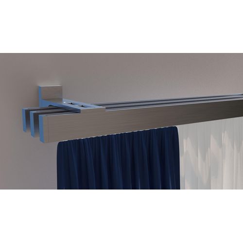 4042627422014 - Gardinenstange INDEKO Bern Gardinenstangen Gr L 130 cm 1 St 3 läufig silberfarben (edelstahlfarben) Gardinenstangen nach Maß Innenlauf Komplett-Set inkl Gleitern und Montagematerial