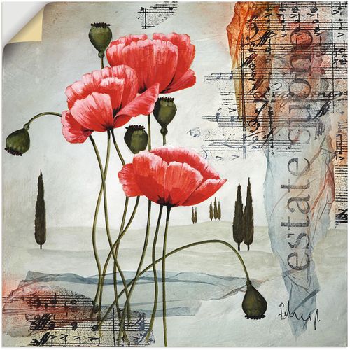 4062144328989 - Wandbild ARTLAND Klatschmohn Bilder Gr B H 70 cm x 70 cm Wandaufkleber - Vinyl Blumen 1 St rot Bild Kunstdruck Poster Bilder als Leinwandbild Wandaufkleber oder in versch Größen