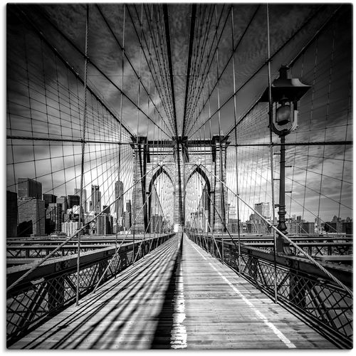 4062144121511 - Wandbild ARTLAND New York City Brooklyn Bridge Bilder Gr B H 50 cm x 50 cm Leinwandbild Amerika 1 St schwarz Bild Kunstdruck Kunstdrucke Bilder als Alubild Leinwandbild Wandaufkleber oder Poster in versch Größen