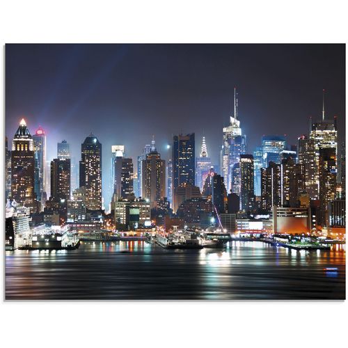 4058661597274 - Glasbild ARTLAND New York City Times Square Bilder Gr B H 80 cm x 60 cm Glasbild Amerika 1 St blau Glasbilder in verschiedenen Größen