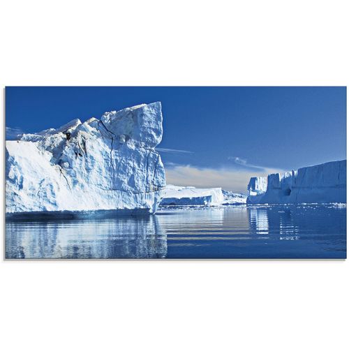 4058661604965 - Glasbild ARTLAND Eisberge - Diskobucht Grönland Bilder Gr B H 100 cm x 50 cm Glasbild Arktis 1 St blau Glasbilder in verschiedenen Größen