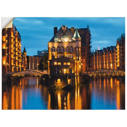 4062144489604 - Wandbild ARTLAND Teil der alten Speicherstadt in Hamburg Bilder Gr B H 60 cm x 45 cm Wandaufkleber - Vinyl Deutschland Querformat 1 St blau Bild Poster Bilder als Alubild Leinwandbild Wandaufkleber oder in versch Größen