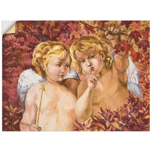 4057738224396 - Wandbild ARTLAND Engel im Wald Bilder Gr B H 80 cm x 60 cm Wandaufkleber - Vinyl Religion 1 St rot Bild Poster Bilder als Alubild Leinwandbild Wandaufkleber oder in versch Größen