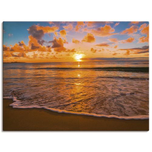 4057738664666 - Wandbild ARTLAND Sonnenuntergang am Strand Bilder Gr B H 60 cm x 45 cm Leinwandbild Sonnenaufgang & -untergang Querformat 1 St orange Bild Leinwandbild Kunstdrucke Bilder als Leinwandbild Wandaufkleber oder Poster in versch Größen