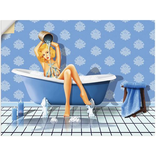 4059745840583 - Wandbild ARTLAND Das sexy blaue Badezimmer Bilder Gr B H 40 cm x 30 cm Wandaufkleber - Vinyl Frau 1 St blau Bild Kunstdruck Kunstdrucke Bilder als Alubild Leinwandbild Wandaufkleber oder Poster in versch Größen