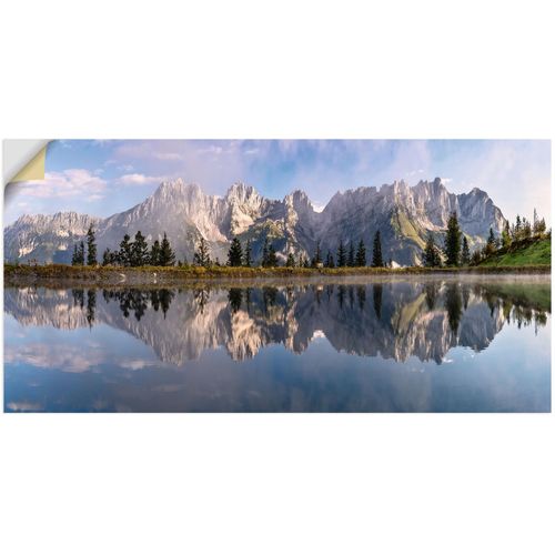 4062144769508 - Wandbild ARTLAND Wilder Kaiser in Tirol Bilder Gr B H 150 cm x 75 cm Wandaufkleber - Vinyl Bilder von Europa Querformat 1 St blau Kunstdrucke als Alubild Leinwandbild Wandaufkleber oder Poster in versch Größen