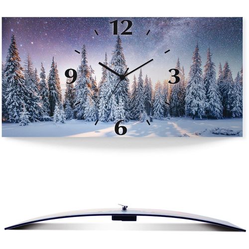 4062144604007 - Wanduhr ARTLAND Tannenwald im Schnee Wanduhren Gr B H T 50 cm x 25 cm x 03 cm Funkuhr blau Wanduhren 3D Optik gebogen mit Quarz- oder Funkuhrwerk versch Größen
